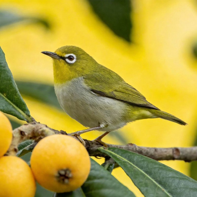 黄鸟栖枝果旁图片