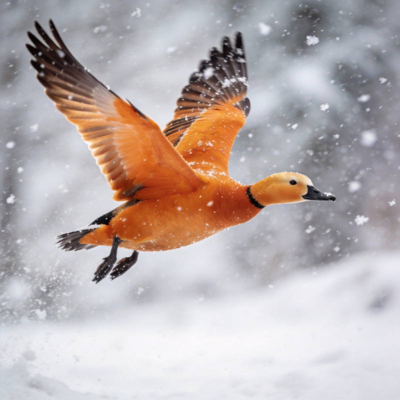 雪中飞鸭图片