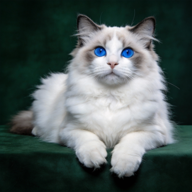 蓝眼白猫静卧图片