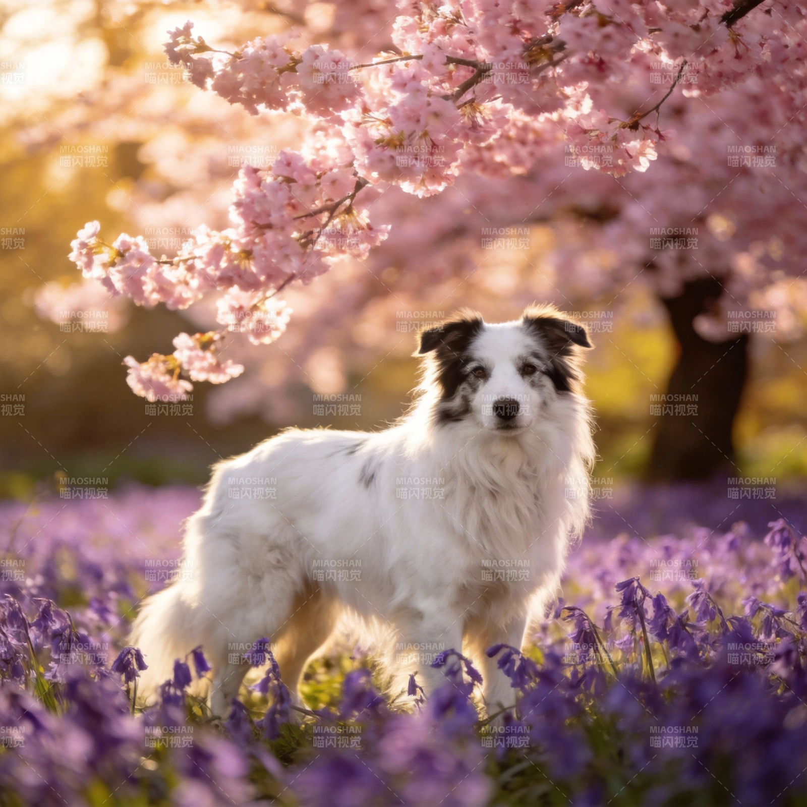 春日花海中的萌犬图片