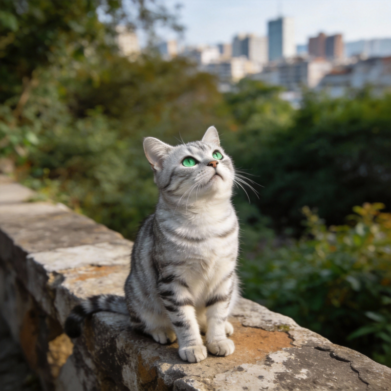 猫咪凝望城市天际图片