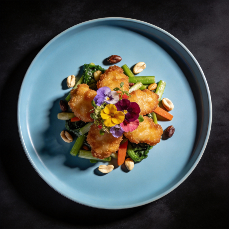 花香酥鸡配时蔬图片