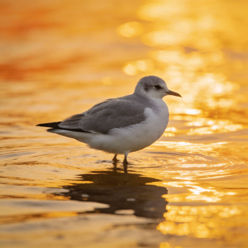 金光水鸟静立图片