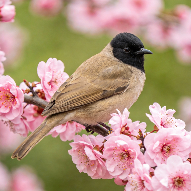 春鸟栖花枝图片