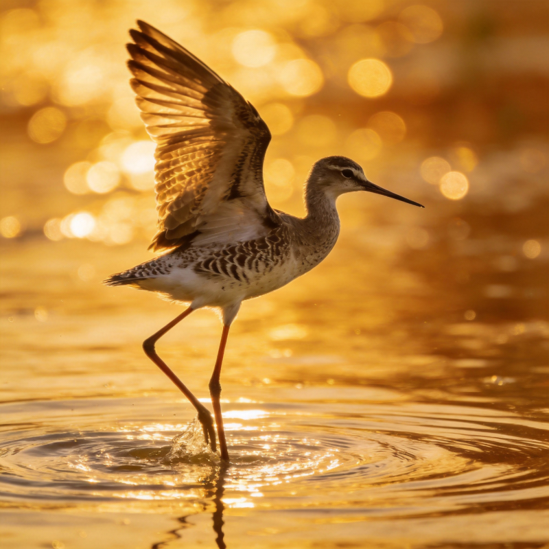 水鸟踏波飞翔图片