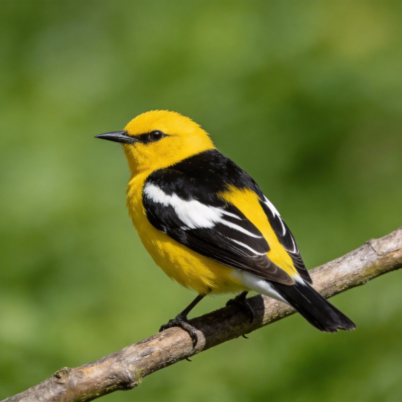 黄黑相间的鸟栖枝头图片