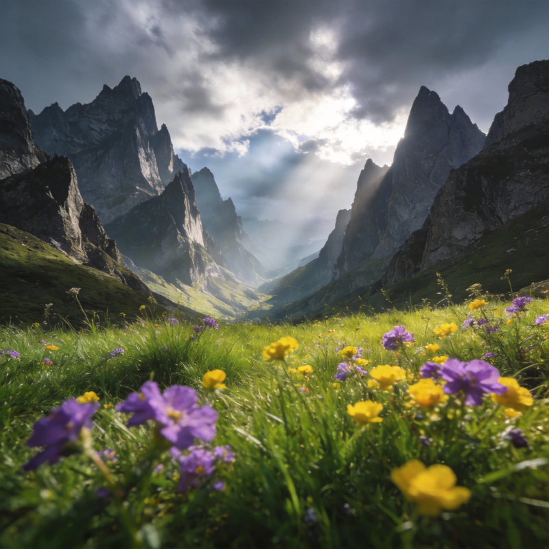 山花烂漫谷中景图片