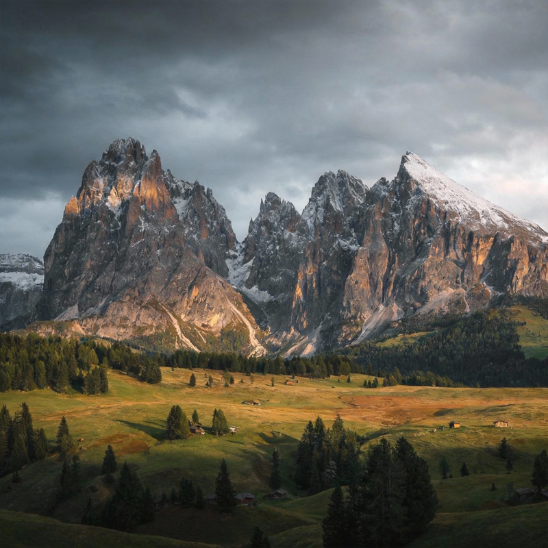 雪山草原风光图片