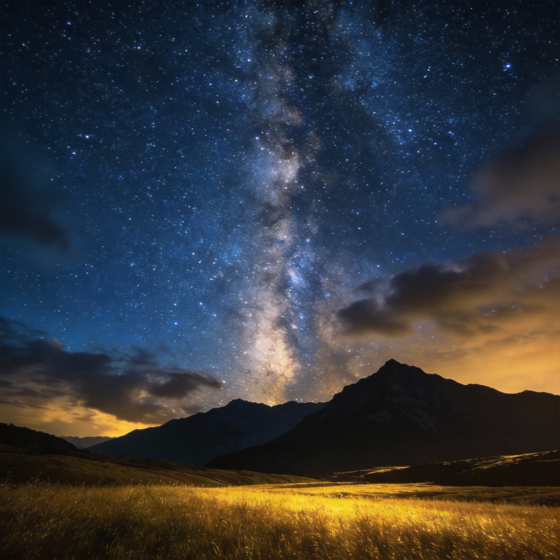 星河璀璨山野夜图片