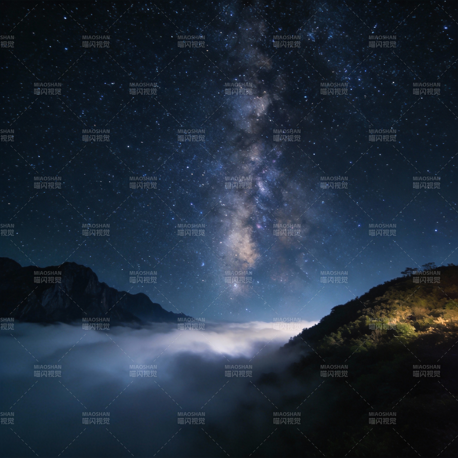 星河云海夜景图片