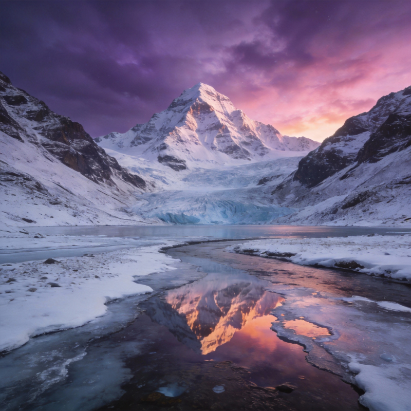 雪山倒影 霞光映照图片