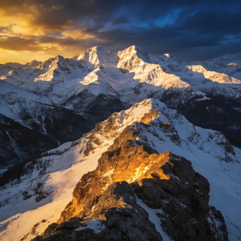 雪山日出壮丽景色图片