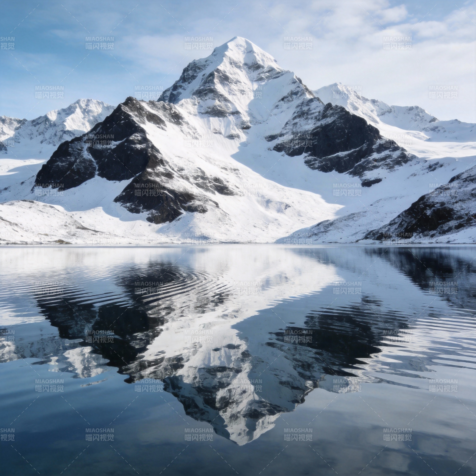 雪山倒影湖中图片