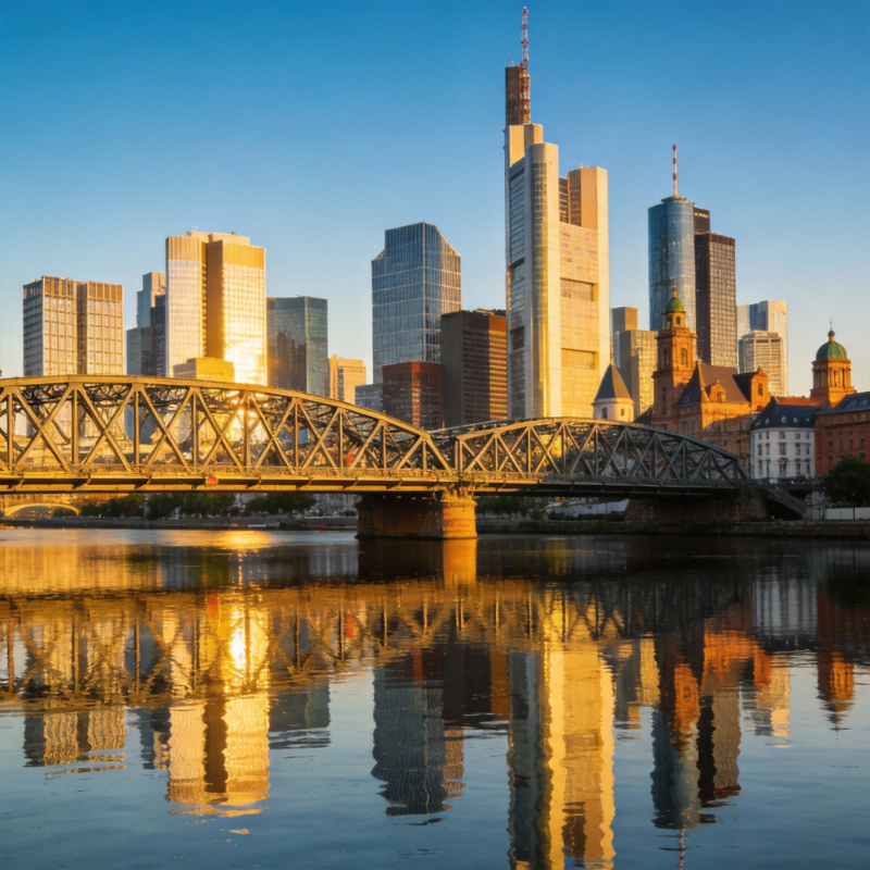 城市倒影桥景图片