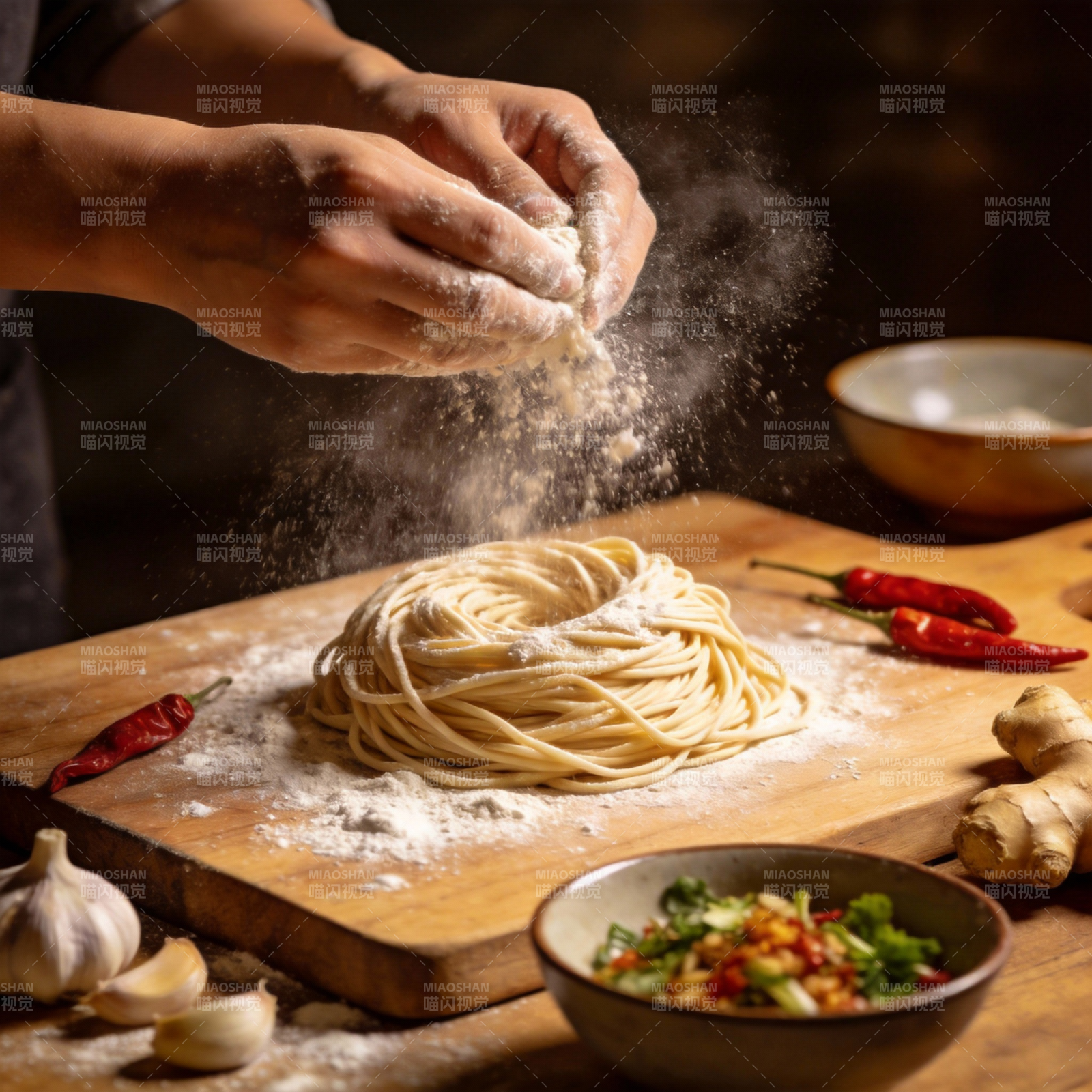 手工揉面 香气四溢图片