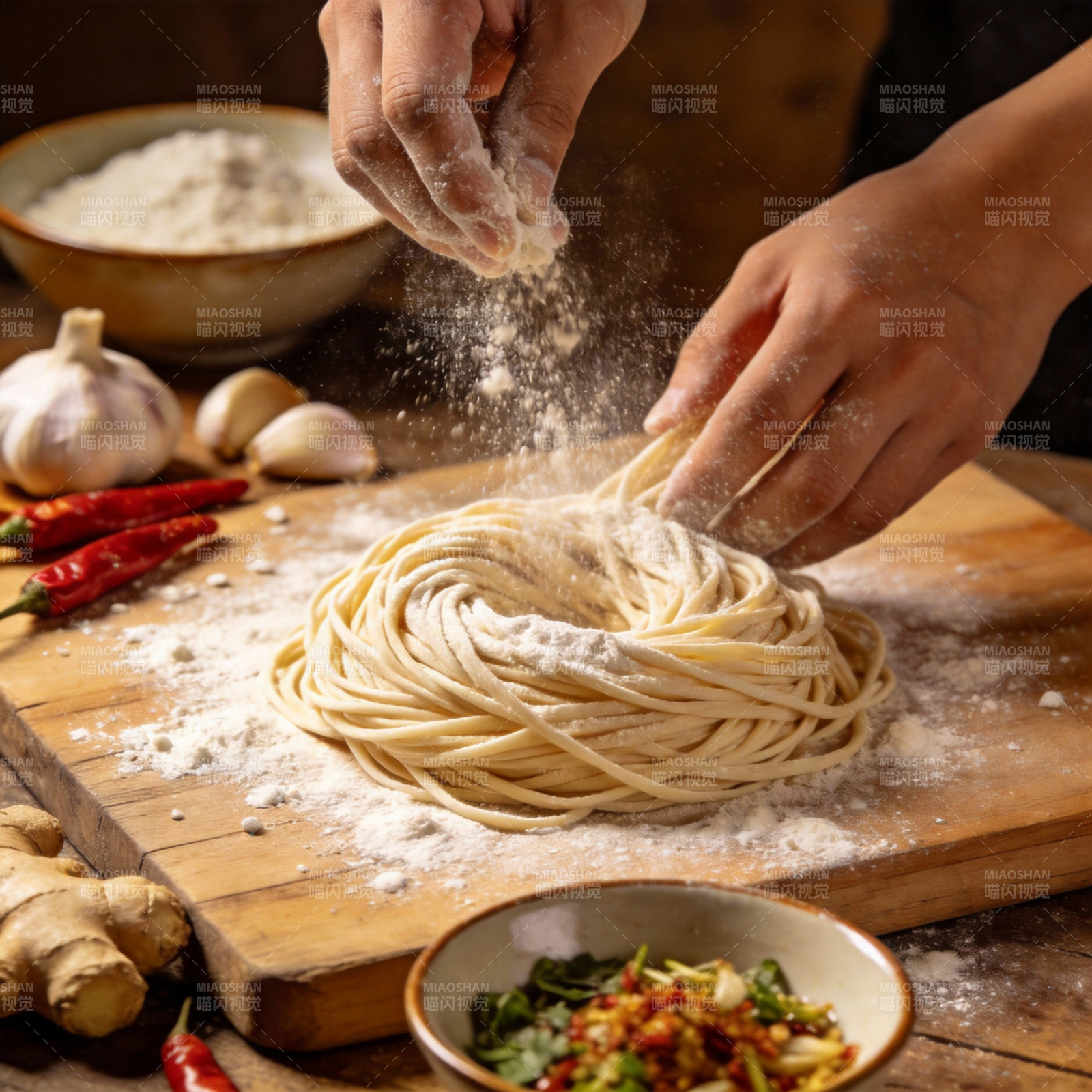 手工揉面 香气四溢图片