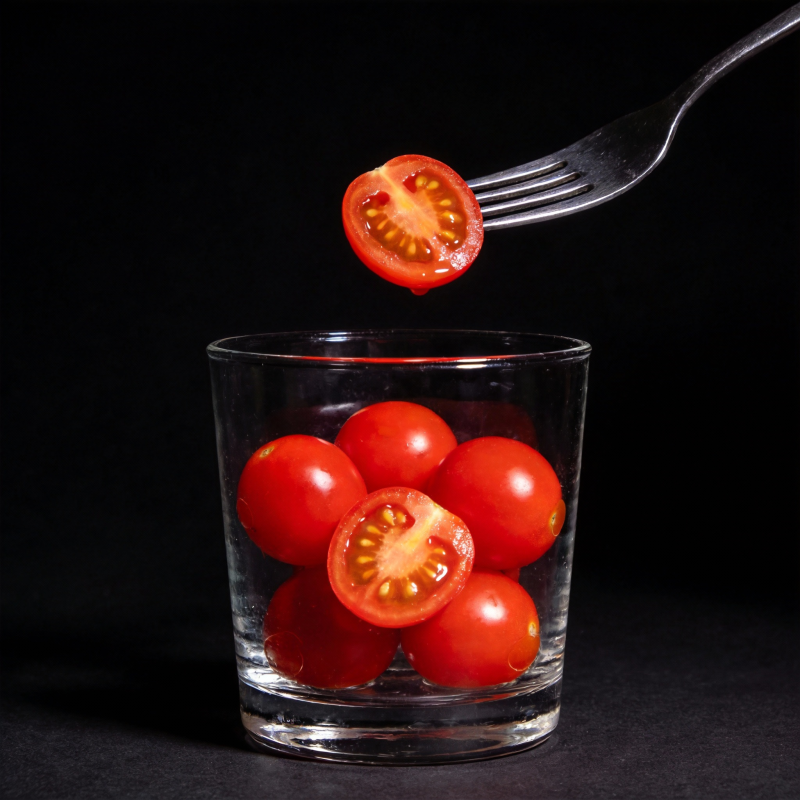 叉上番茄入杯图片