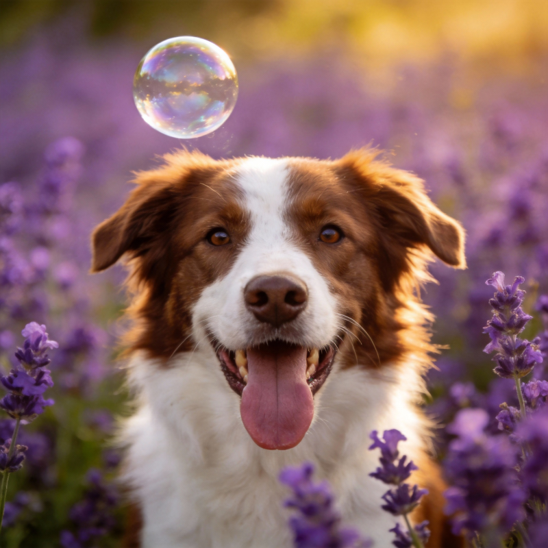 泡泡犬在花海中图片