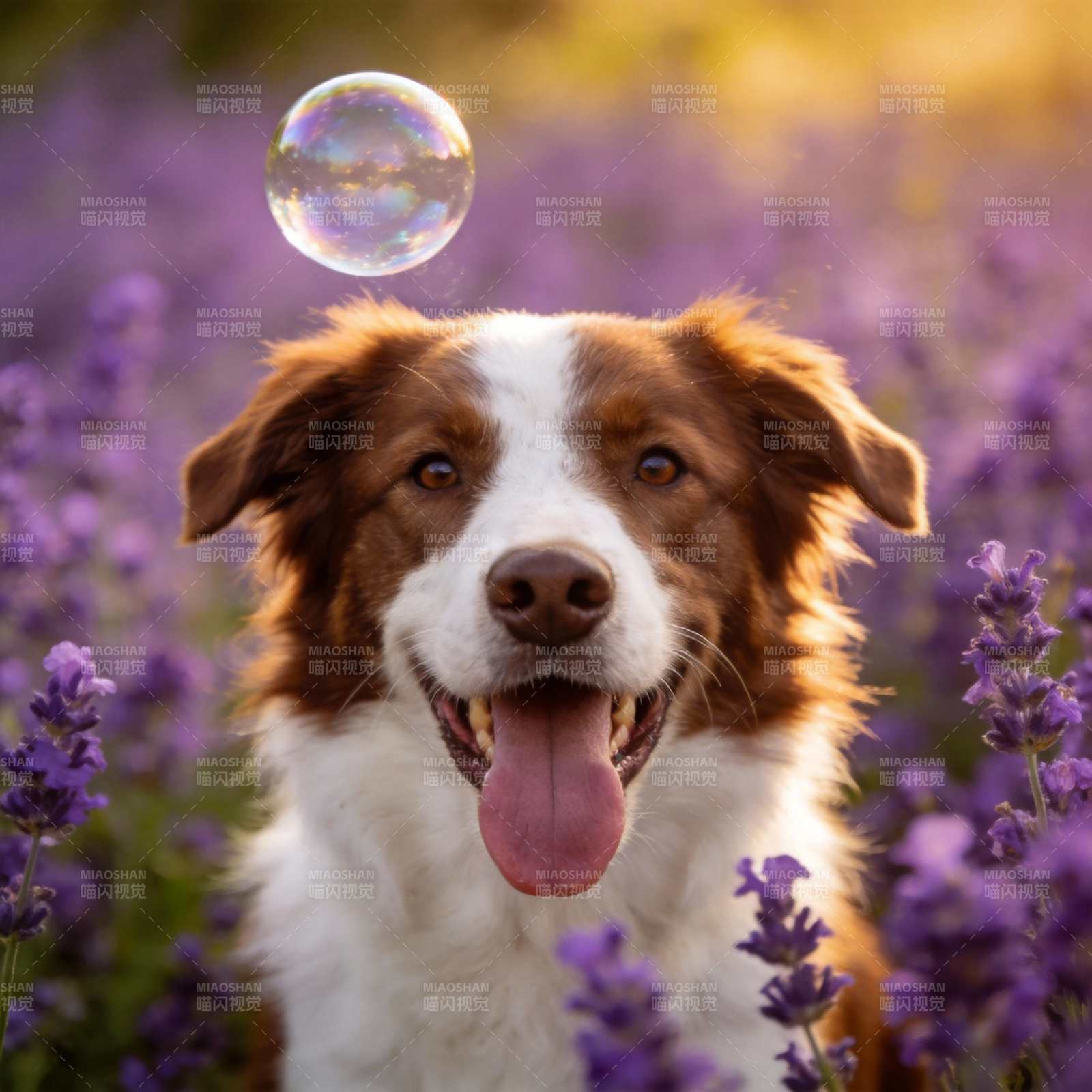 泡泡犬在花海中图片