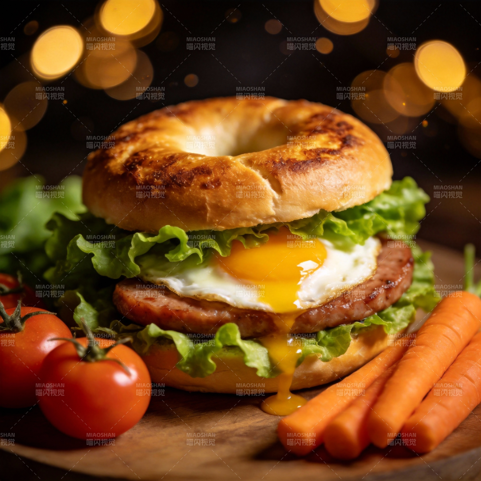早餐汉堡配煎蛋图片
