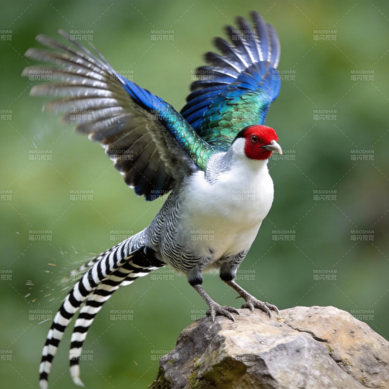 白腹锦鸡展翅图片