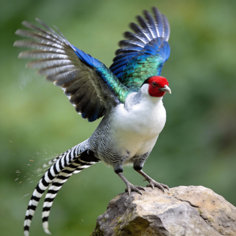 白腹锦鸡展翅图片