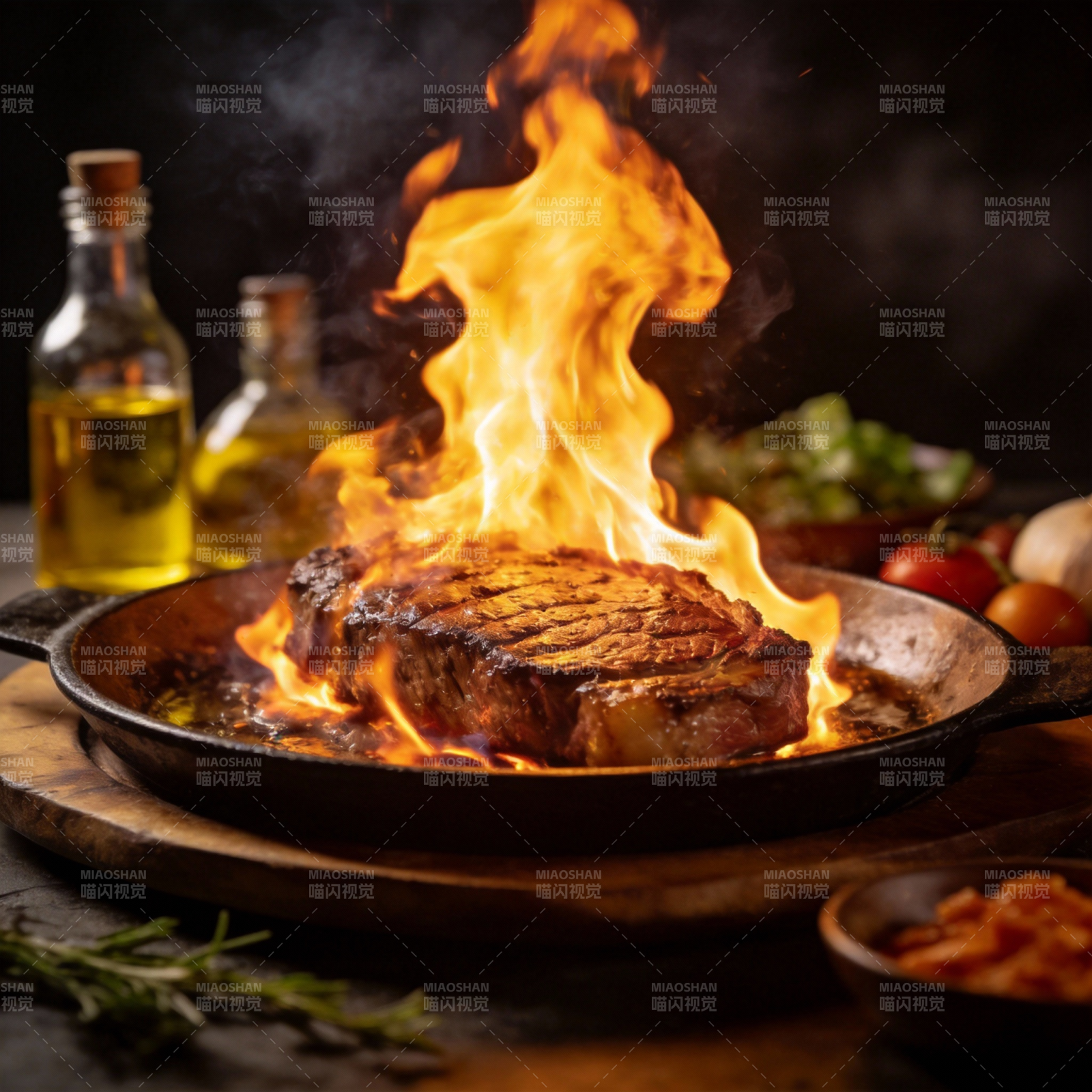 火焰牛排 美味瞬间图片