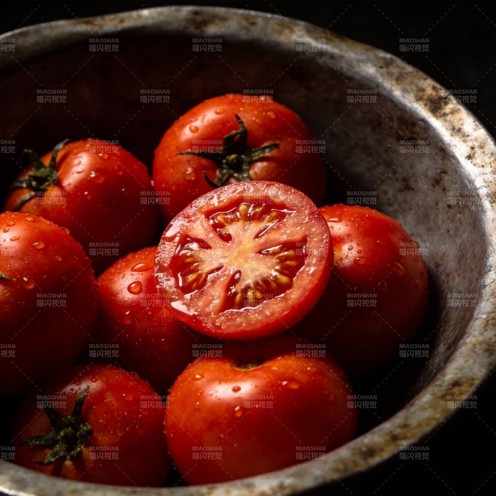 鲜红番茄盛碗中图片
