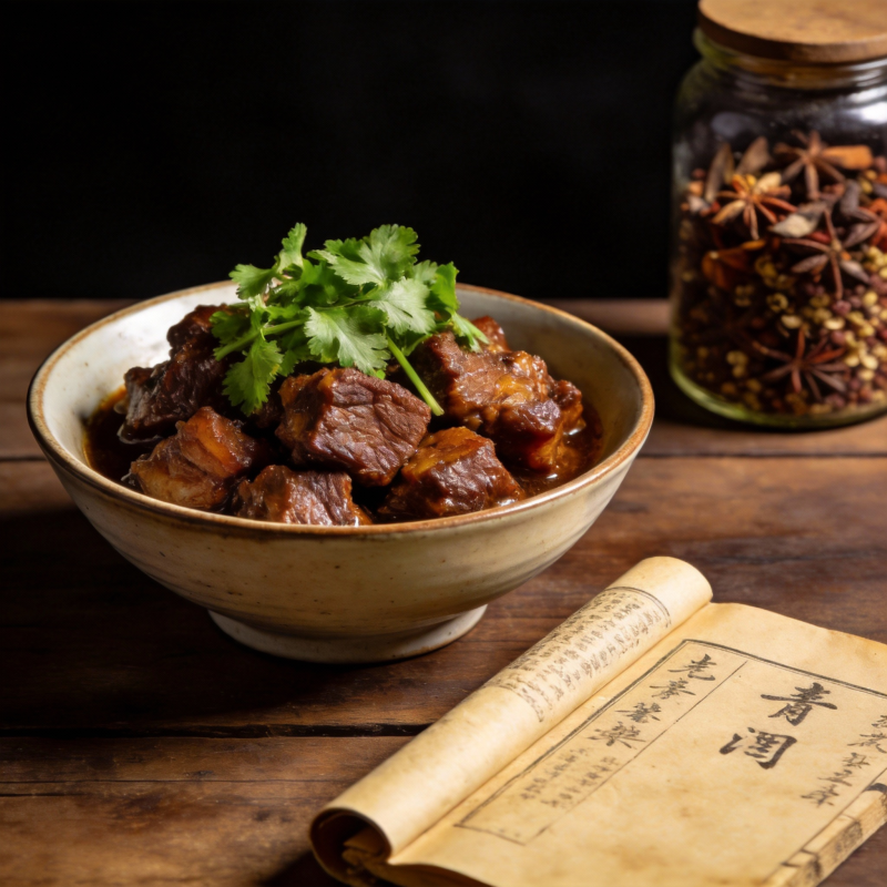 红烧肉配香料古卷图片