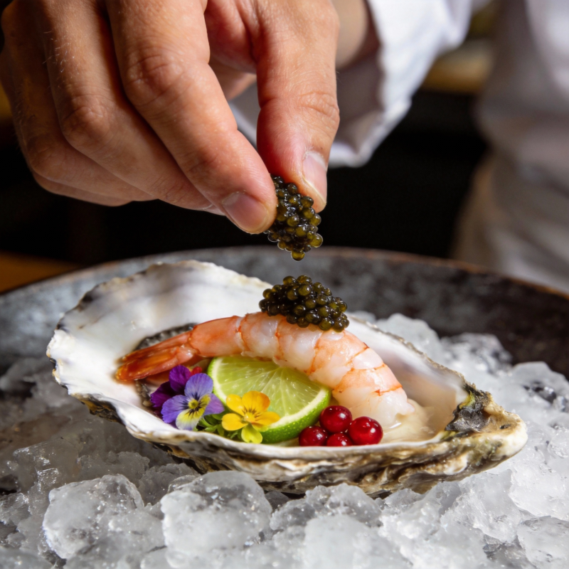 生蚝配鱼子酱图片