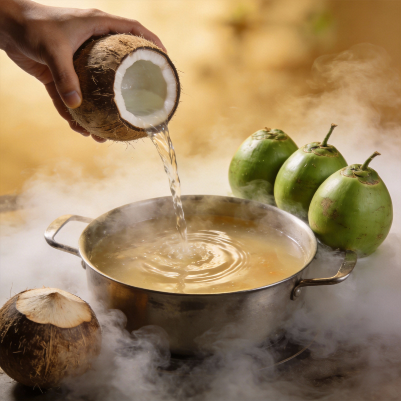 椰汁入锅 热气腾腾图片