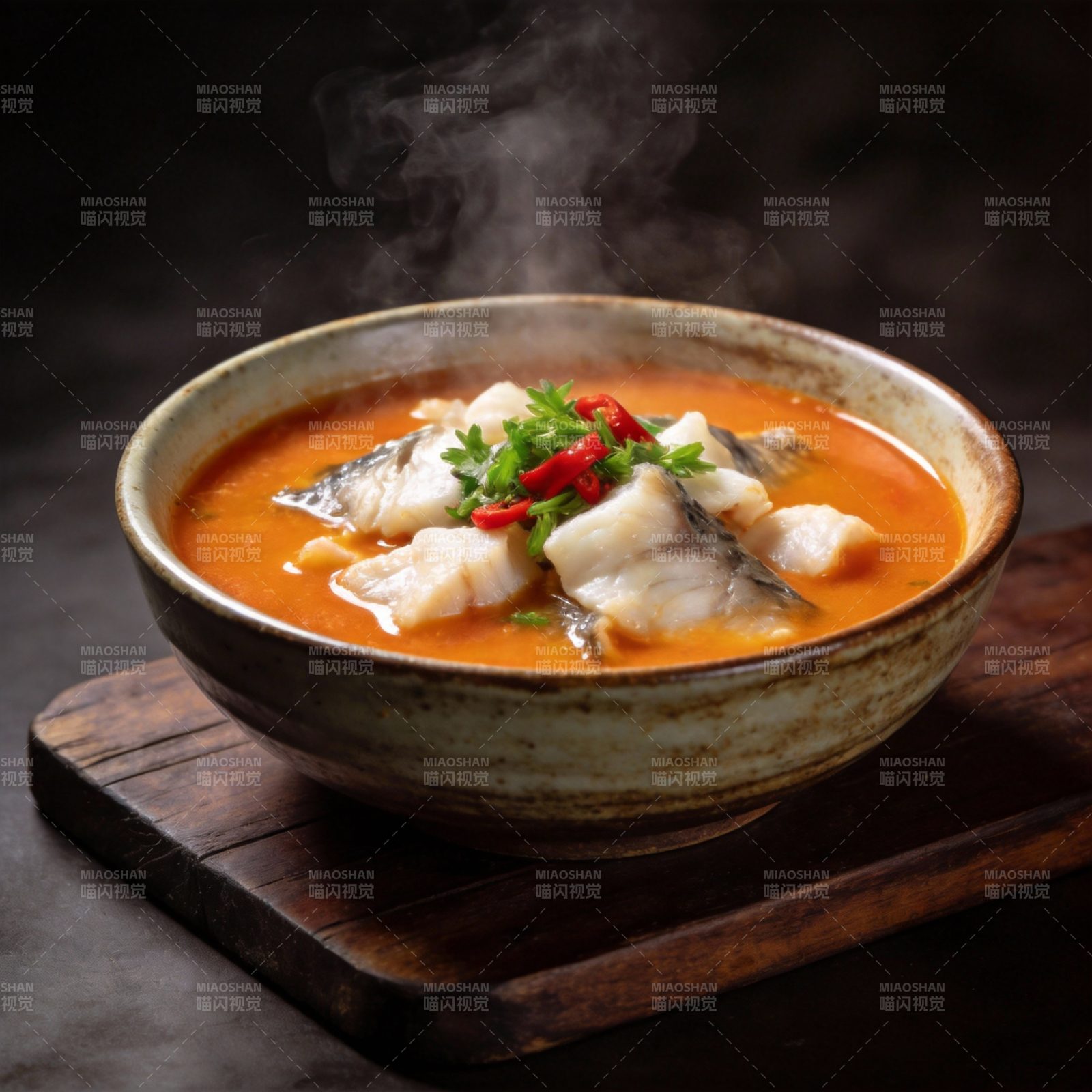 热腾腾的鱼汤图片