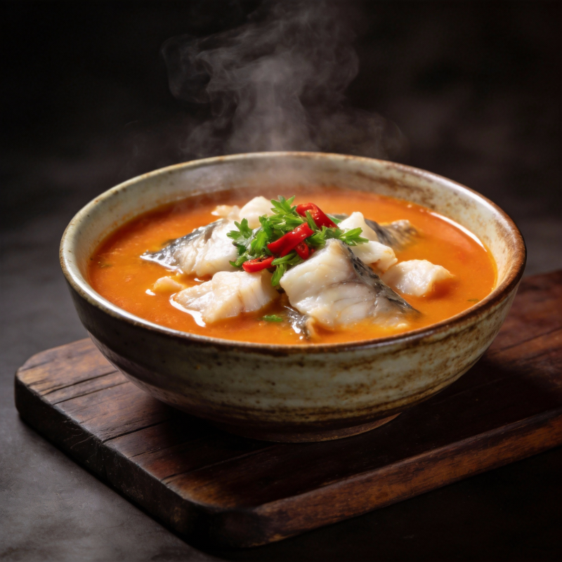 热腾腾的鱼汤图片