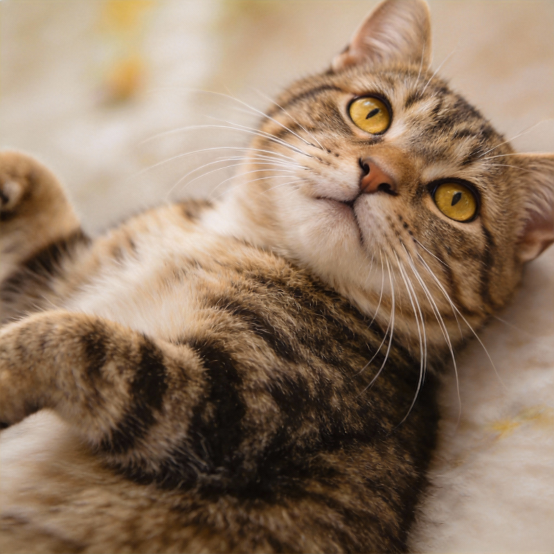 猫咪仰卧 眼神灵动图片