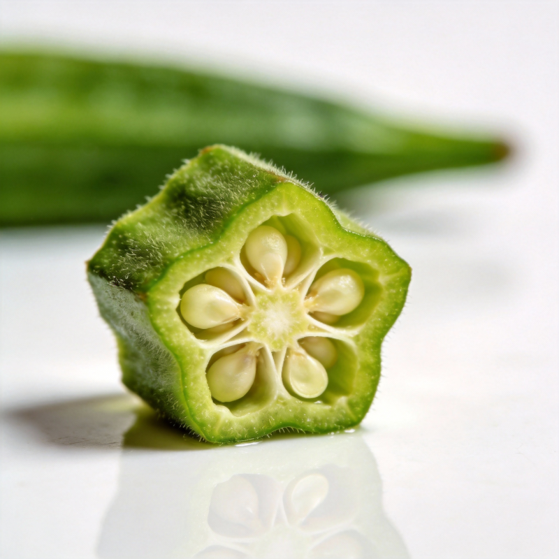 秋葵切面特写图片