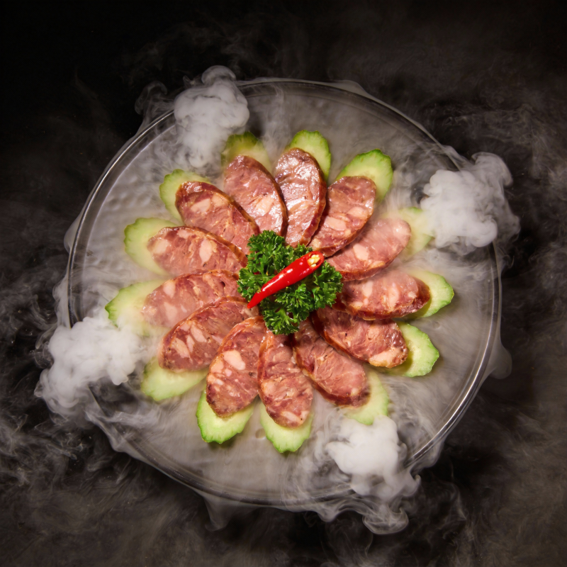 烟雾缭绕的香肠拼盘图片