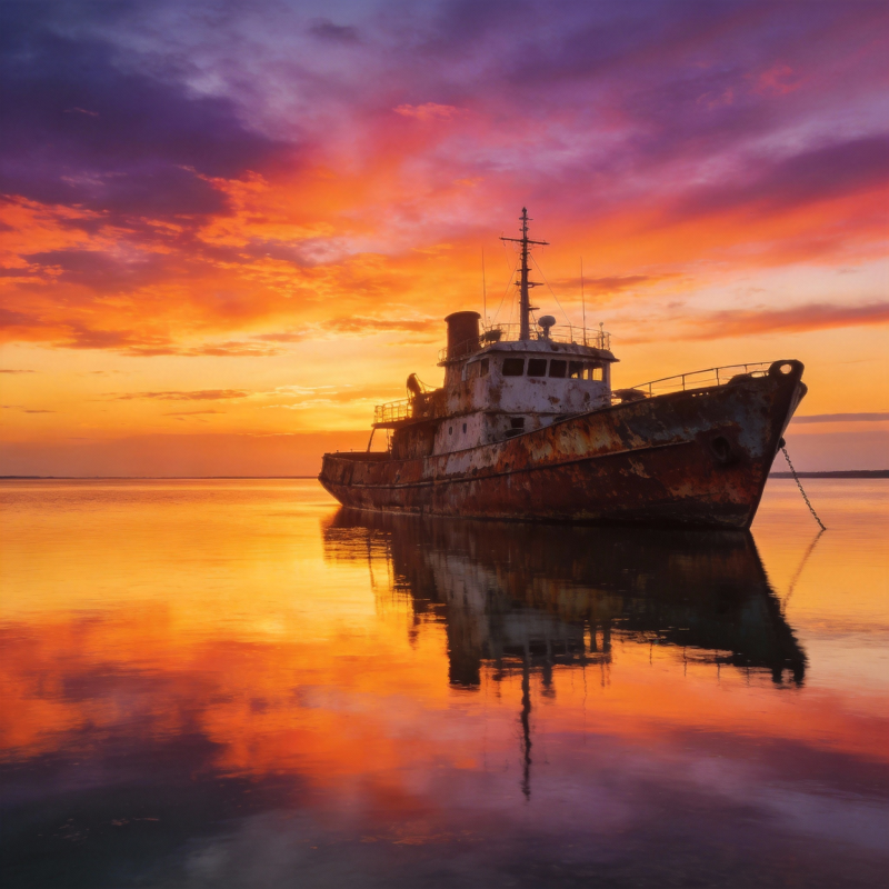 暮色沉船图片