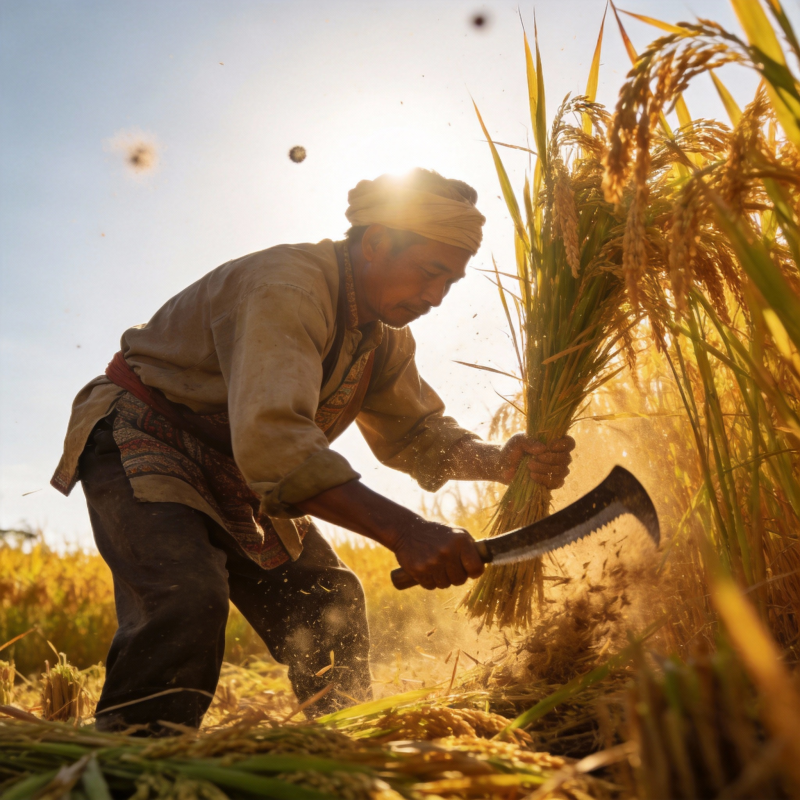 金秋稻田收割忙图片