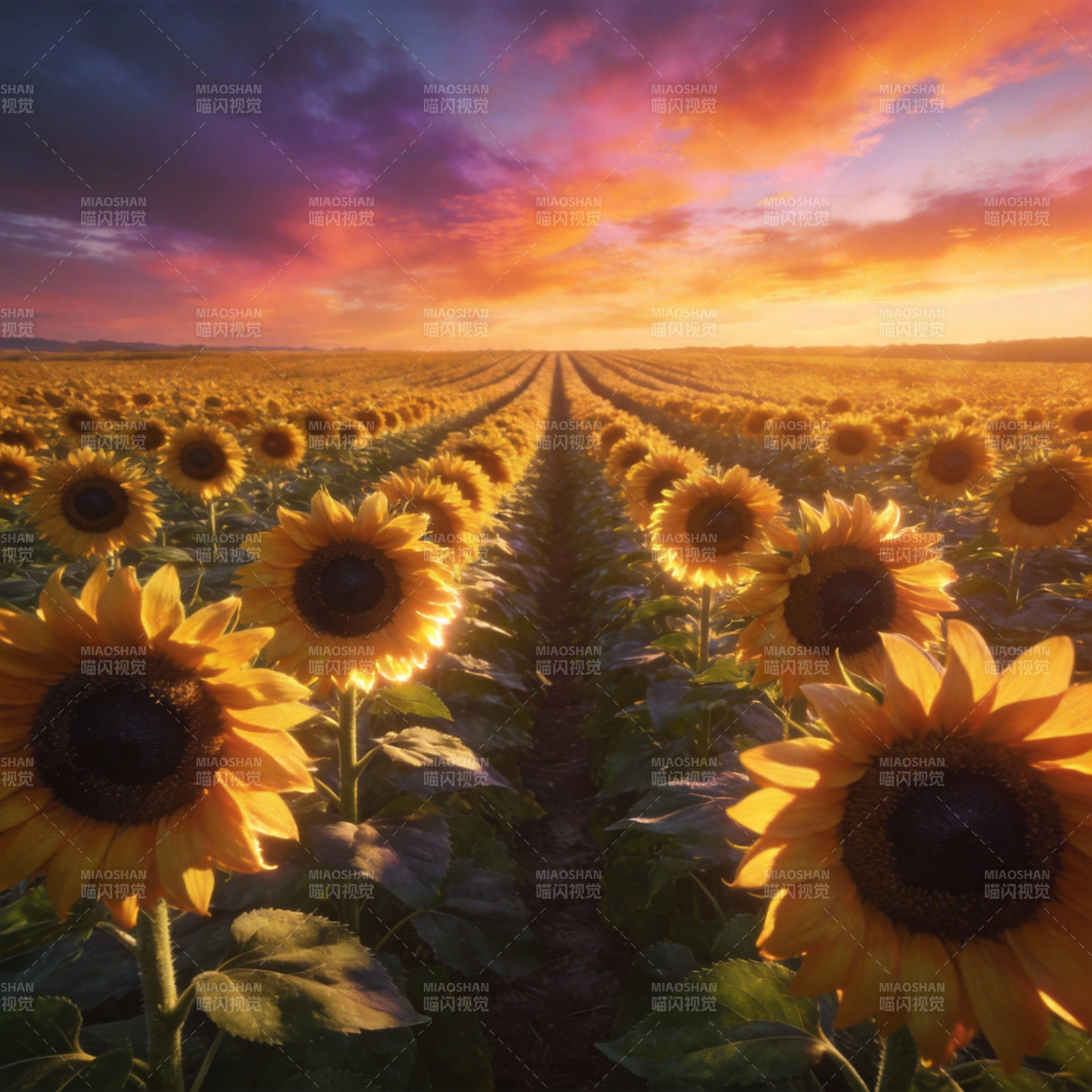 向日葵的金色黄昏图片