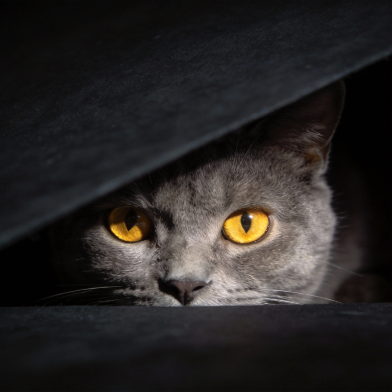 灰猫窥视 眼神锐利图片