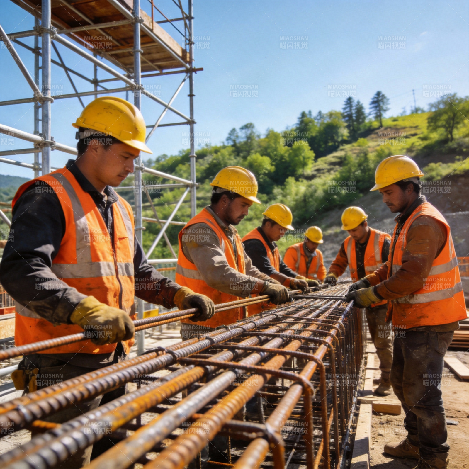 工地钢筋作业现场图片