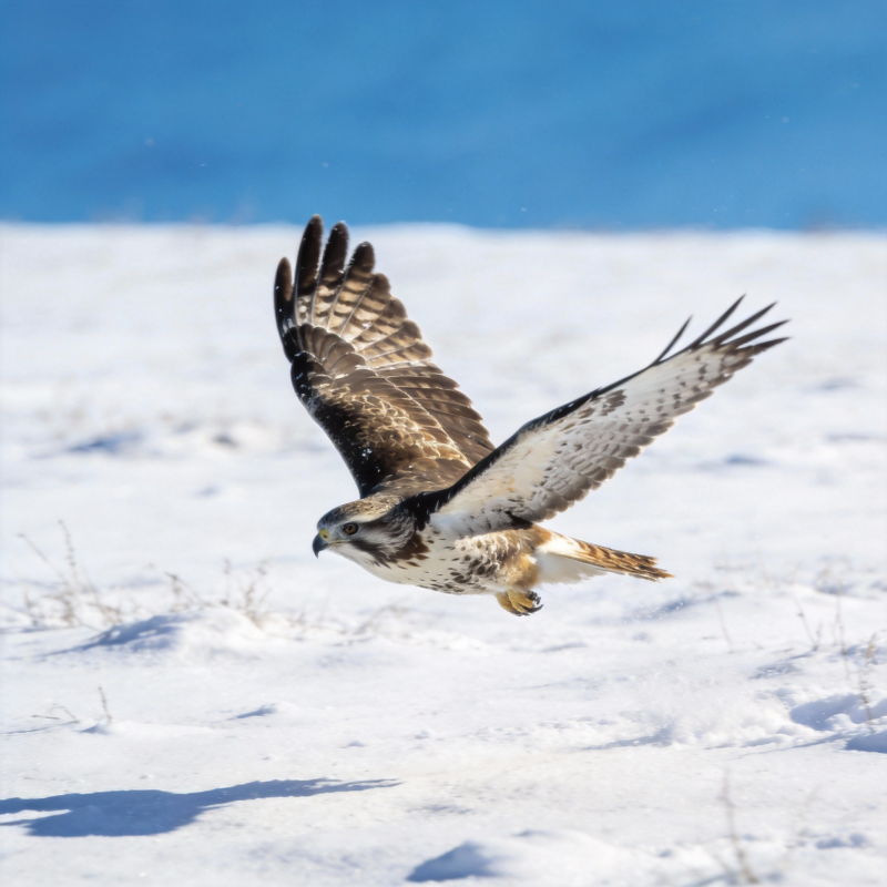 雪原翱翔的鹰图片