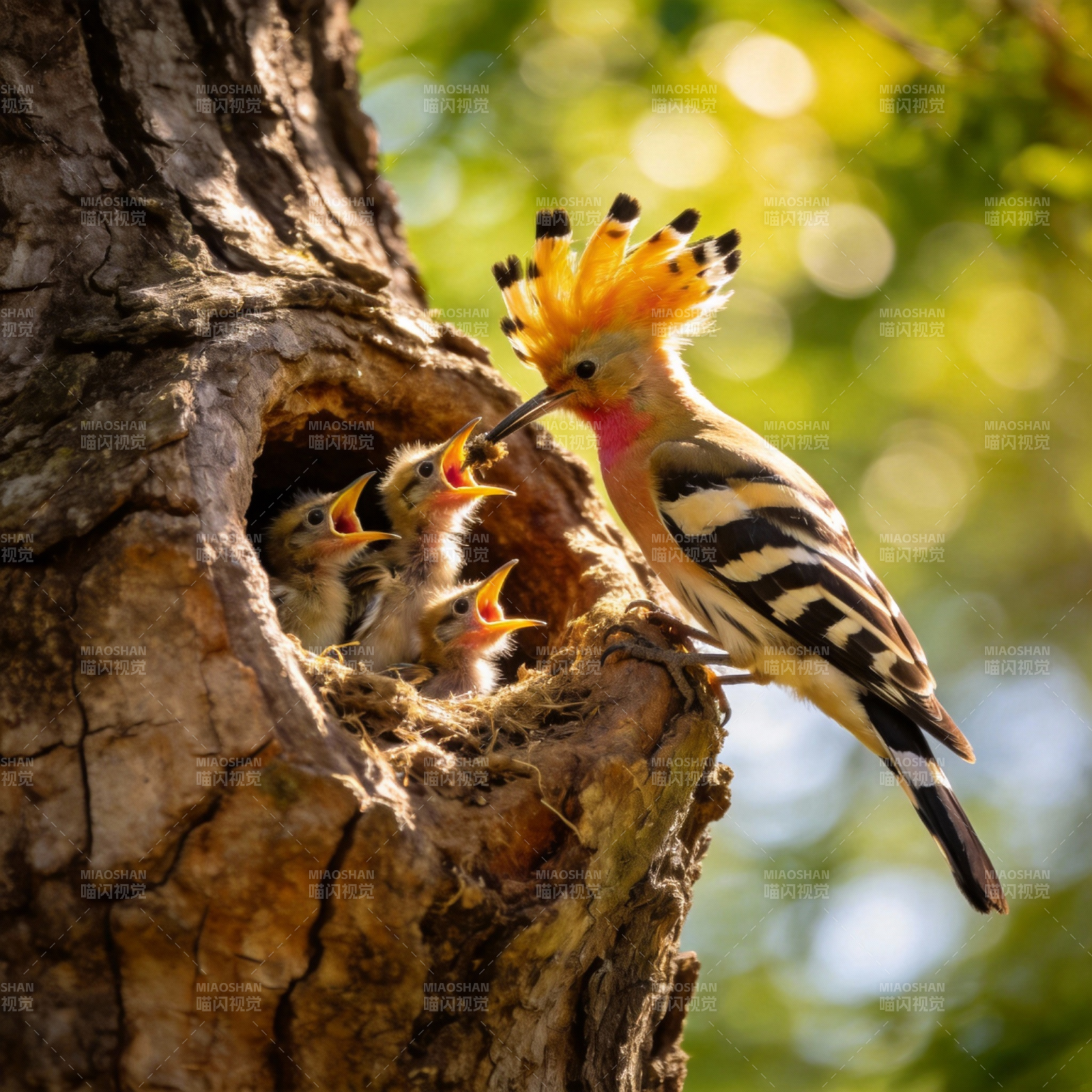 啄木鸟喂雏鸟图片