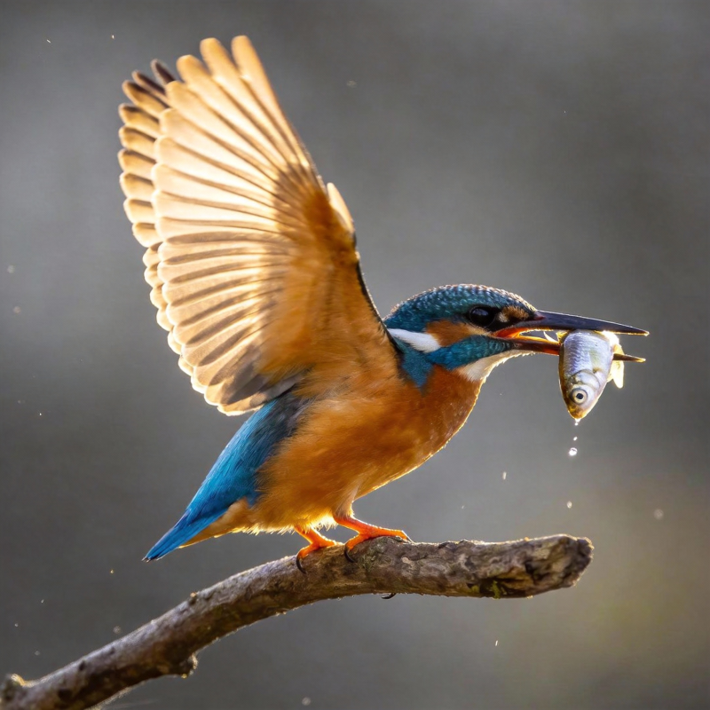 翠鸟捕鱼瞬间图片