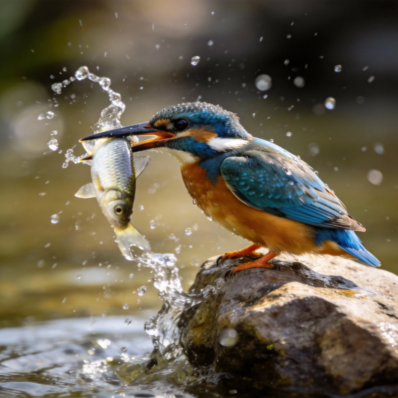 翠鸟捕鱼瞬间图片