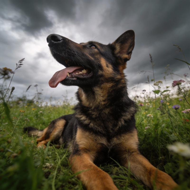 德牧仰望天空图片