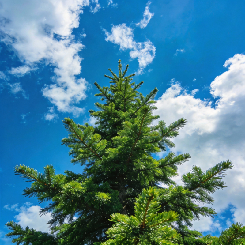 松树蓝天白云图片