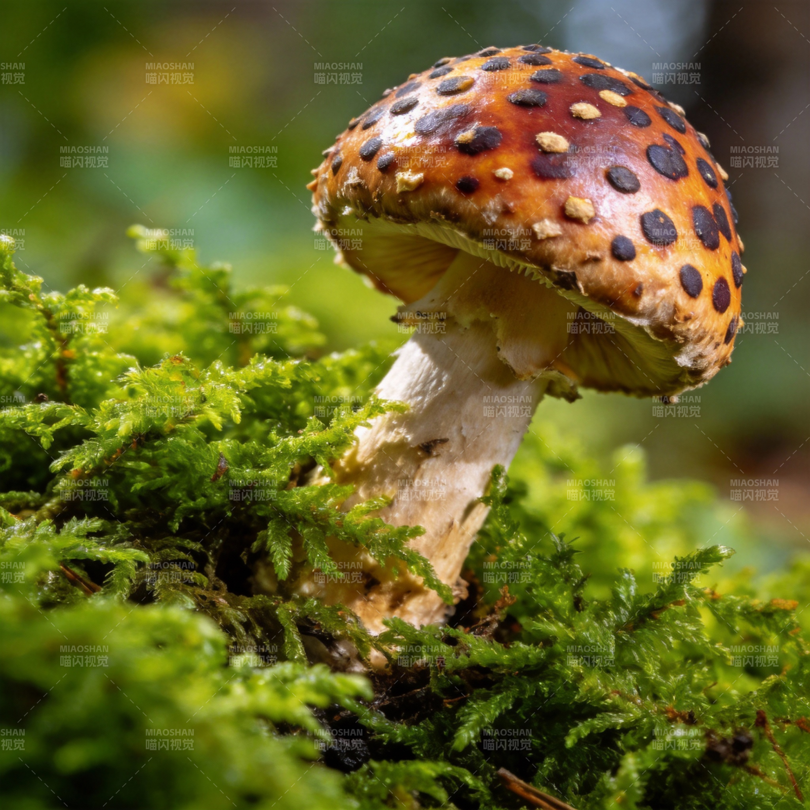 斑点菇生绿苔间图片
