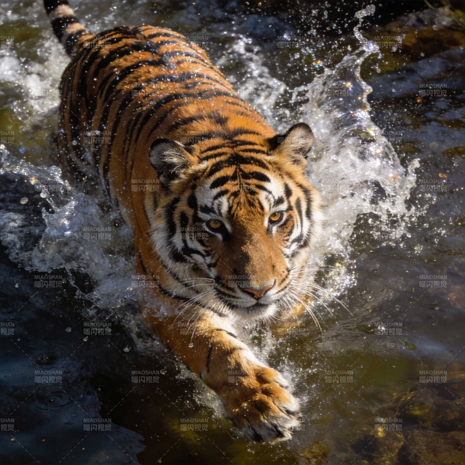 猛虎跃水图片