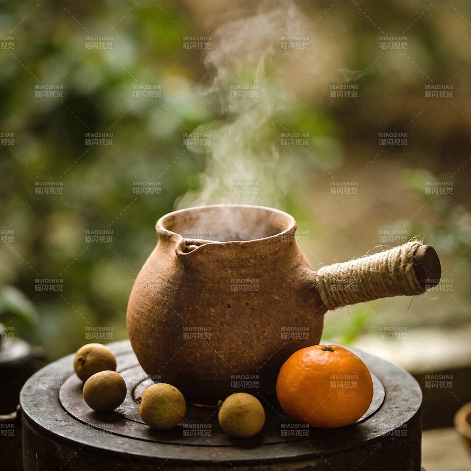 陶壶煮茶香四溢图片